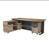 AFTAN BLACK HAWK Limited Edition - Executive Desk Pedestal & Left Mobile Return 180cm - Warm Oak & Black